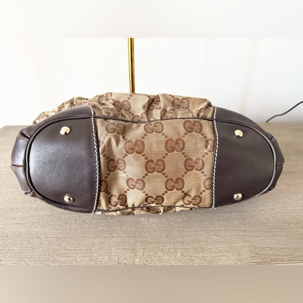 Gucci GG Crystal Hobo Shoulder Bag in Brown Coated Monogram & Leather - Picture 5 of 8